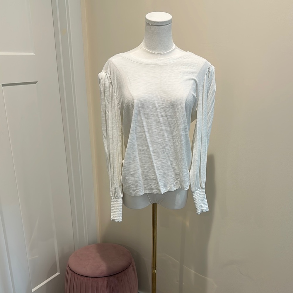 Nation LTD White Fitted Long Sleeve Tee